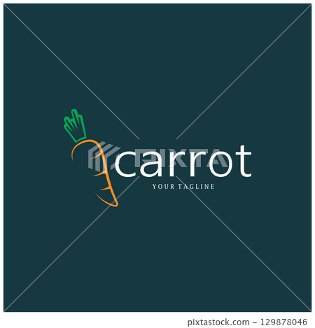 Carrot Illustration Creative Design Carrot Agricultural Product Logo Icon, Carrot Processing,vegan food, Farmers Market,Vector 129878046