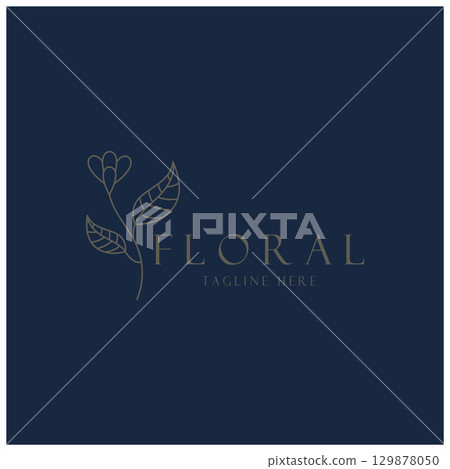 Elegant floral and leaf frame. Delicate botanical vector illustration for labels, spas, corporate identity, and wedding invitations Elegant floral and leaf frame. Delicate botanical vector illustration for labels, spas, corporate identity, and wedding invitations 129878050