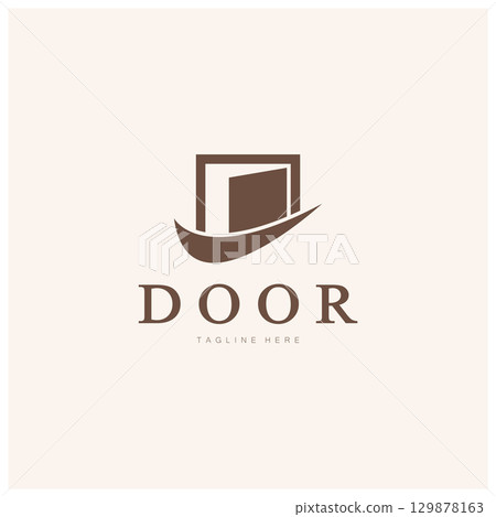 simple open door abstract logo, with geometric shapes,For building construction,contractors, business property and construction companies,vector. 129878163