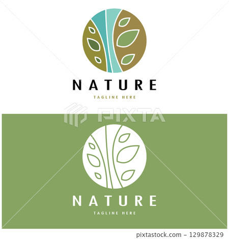 Nature vector logo. with trees, rivers, seas, mountains, business emblems, travel badges, ,ecological health, 129878329