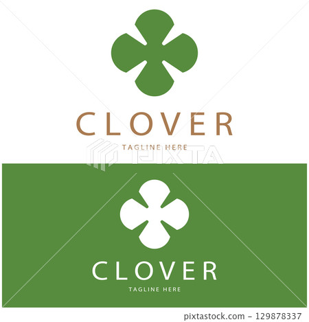 logo design inspiration icon illustration template vector clover or moringa leaves, for natural product design, health, medicine, clover and moringa agriculture, medicinal capsules 129878337