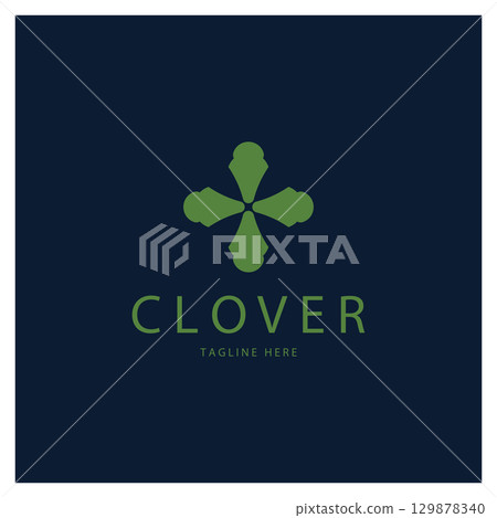 logo design inspiration icon illustration template vector clover or moringa leaves, for natural product design, health, medicine, clover and moringa agriculture, medicinal capsules 129878340