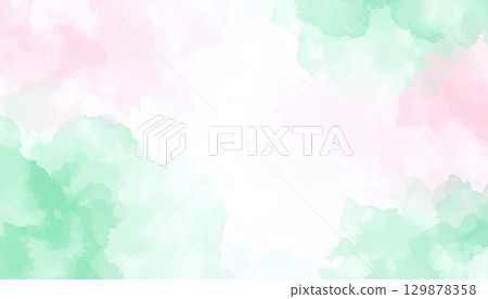 AI Image: Pink and green watercolor background material 129878358