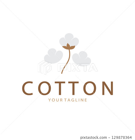 Soft natural organic cotton flower plant logo for cotton plantations, industries,business,textile,clothing and beauty,vector Soft natural organic cotton flower plant logo for cotton plantations, industries,business,textile,clothing and beauty,vector 129878364