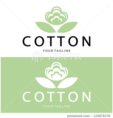 Soft natural organic cotton flower plant logo for cotton plantations, industries,business,textile,clothing and beauty,vector Soft natural organic cotton flower plant logo for cotton plantations, industries,business,textile,clothing and beauty,vector 129878376