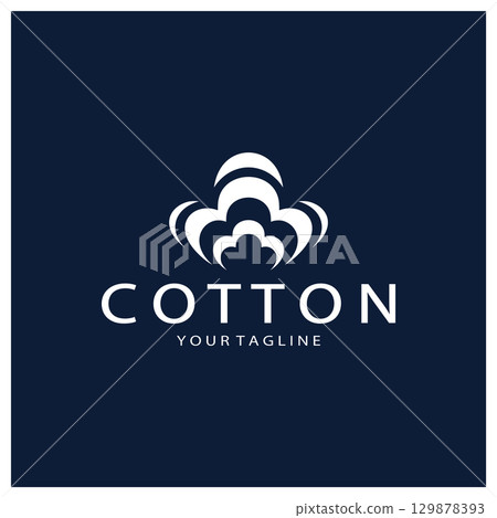 Soft natural organic cotton flower plant logo for cotton plantations, industries,business,textile,clothing and beauty,vector 129878393