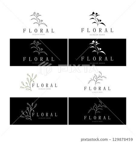 Elegant floral and leaf frame. Delicate botanical vector illustration for labels, spas, corporate identity, and wedding invitations Elegant floral and leaf frame. Delicate botanical vector illustration for labels, spas, corporate identity, and wedding invitations 129878459
