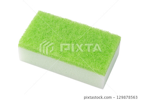 透明背景上的綠色洗碗海綿（png） 129878563