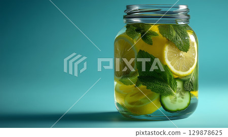 玻璃瓶裝檸檬薄荷排毒水 129878625