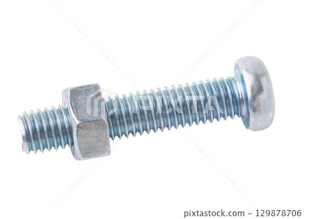 透明背景上的盤頭螺絲(十字槽)和螺帽(png) 透明背景上的盤頭螺絲(十字槽)和螺帽(png) 129878706