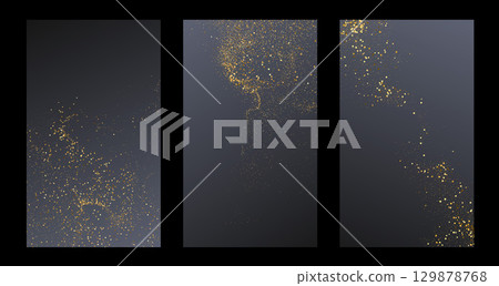 Vector Abstract Shiny Gold Glitter Background. For New Year, Merry Christmas, Birthday and Wedding greeting card and invitation. Luxury Background design 129878768