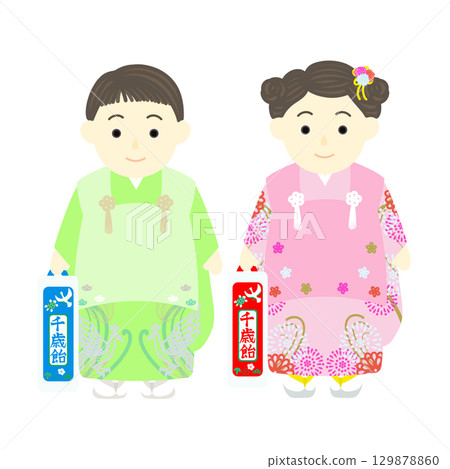 Shichi-Go-San _ Boys and girls in kimono 129878860