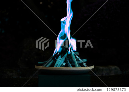 Obon gate fire (night, blue) 129878873