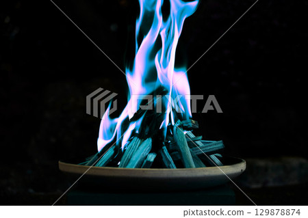 Obon gate fire (night, blue) 129878874