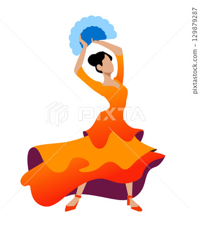 Flamenco dancer - colorful flat design style illustration Flamenco dancer - colorful flat design style illustration 129879287