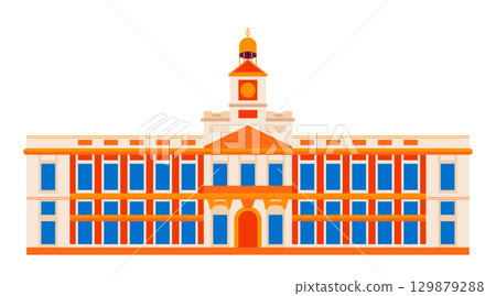 Puerta del Sol in Spain - colorful flat design style object 129879288