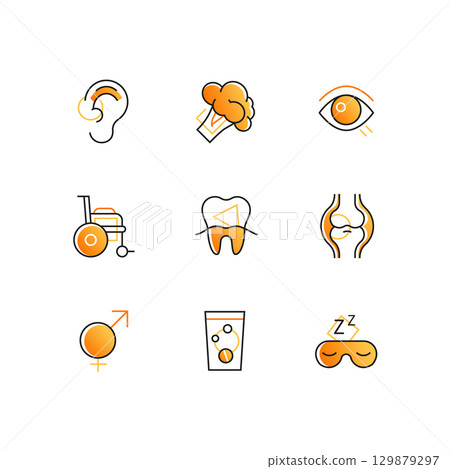Healthcare and medicine - line design style icons set 129879297