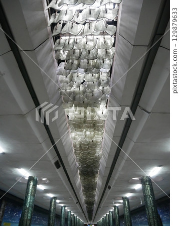 Corridor of Kosmonavtlar Station in Tashkent, Uzbekistan 129879633