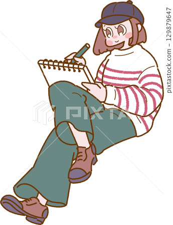 一位女士素描的插圖 一位女士素描的插圖 129879647