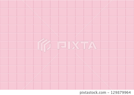 Pink floor tile wall tile ceramic for architecture background. Nude pink grid pool, square mosaic design. Light wall, bricks withspace. 129879964