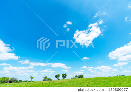 藍天和雲彩和大草原 129880077