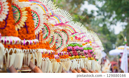 Traditional Balinese ceremonial offering 129880166