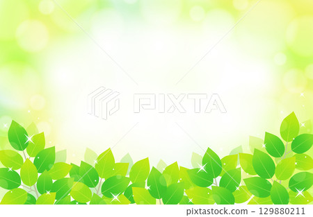 新鮮的綠葉和閃閃發光的清爽背景插圖素材 129880211