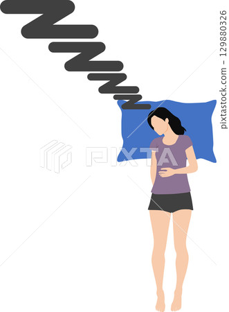 Illustration of a woman taking a nap 129880326