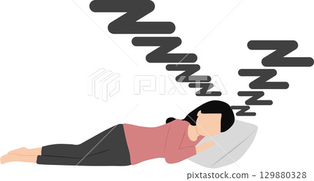 Illustration of a woman taking a nap Illustration of a woman taking a nap 129880328