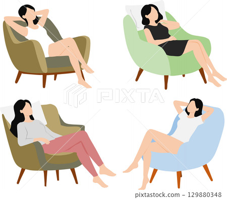 Illustration of a woman taking a nap Illustration of a woman taking a nap 129880348