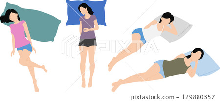 Illustration of a woman taking a nap 129880357