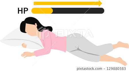 Illustration of a woman taking a break to recover HP 129880383