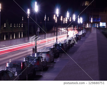 City Night Traffic Trails City Night Traffic Trails 129880751