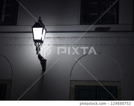 Historic Street Lamp at Night Historic Street Lamp at Night 129880752