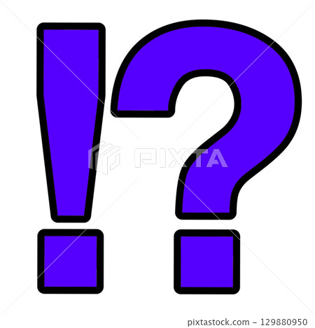 A combination of a navy blue exclamation mark and a question mark. A combination of a navy blue exclamation mark and a question mark. 129880950