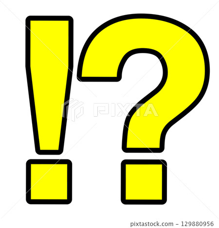 Yellow exclamation mark and question mark combination symbol illustration 129880956