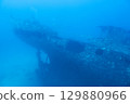 Remains of a sunken ship lying on the seabed 129880966