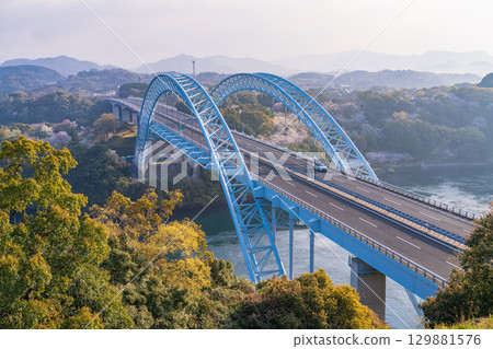 長崎縣新西海大橋和西海山瞭望台的景色 129881576