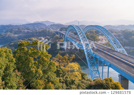 View of the Shin-Saikai Bridge and Saikai Hill Observatory, Nagasaki Prefecture 129881578