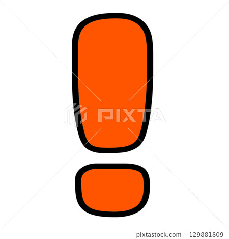 橙色感嘆號符號的透明插圖,給人以歡快明亮的印象 橙色感嘆號符號的透明插圖,給人以歡快明亮的印象 129881809