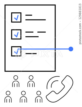 Checklist with marked tasks, six figures...-插圖素材 [129881813] - PIXTA圖庫