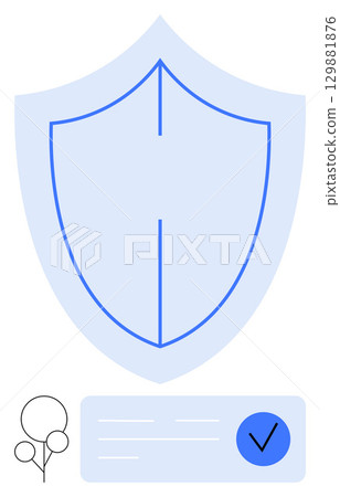 Large blue shield with a checkmark on document, indicating approval and safety. Ideal for themes thumbs up cybersecurity, validation, trust, safety, secure transactions, verified services Large blue shield with a checkmark on document, indicating approval and safety. Ideal for themes thumbs up cybersecurity, validation, trust, safety, secure transactions, verified services 129881876