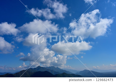 從禦坂山的全景平台眺望,藍天上飄浮著白雲 從禦坂山的全景平台眺望,藍天上飄浮著白雲 129882473