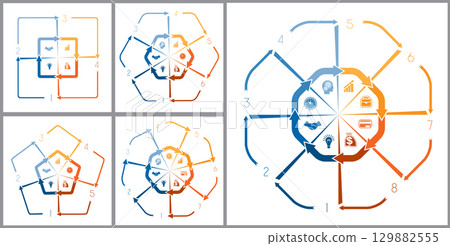 Sets of arrows, icons and numbers for infographics. Templates infographic Sets of arrows, icons and numbers for infographics. Templates infographic 129882555