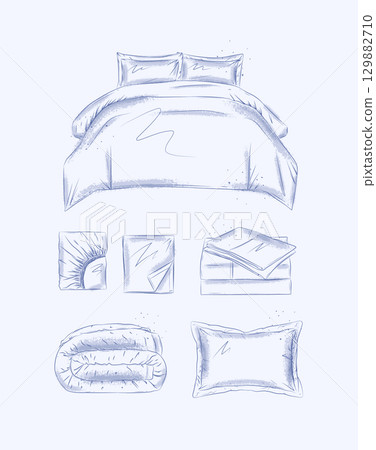 Bedding elements set blue 129882710