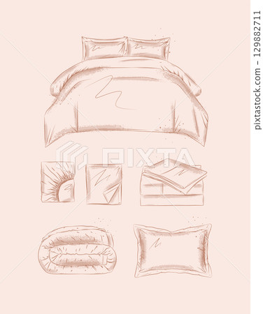 Bedding elements set beige 129882711