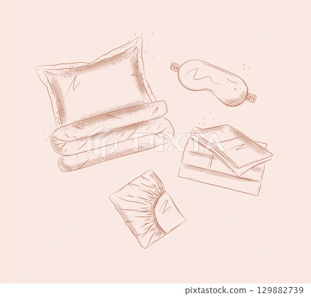 Sleeping accessories set beige 129882739