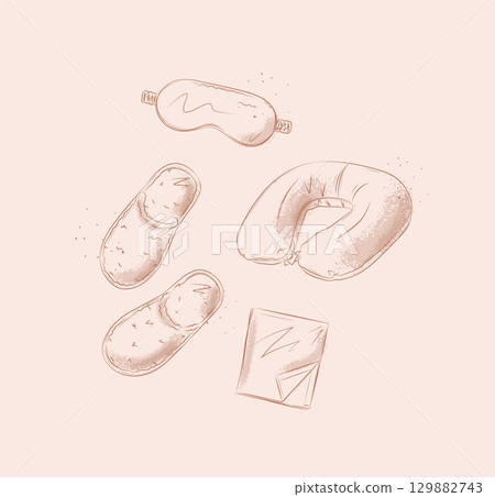 Travel sleeping accessories set beige 129882743