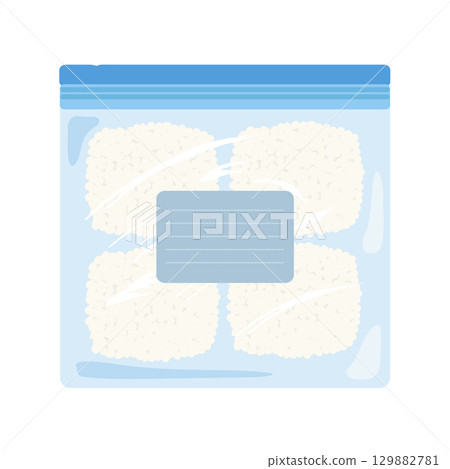 Frozen rice in a freezer bag illustration 129882781