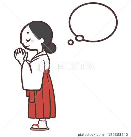 巫女提出請求的全身側面插畫 129883340